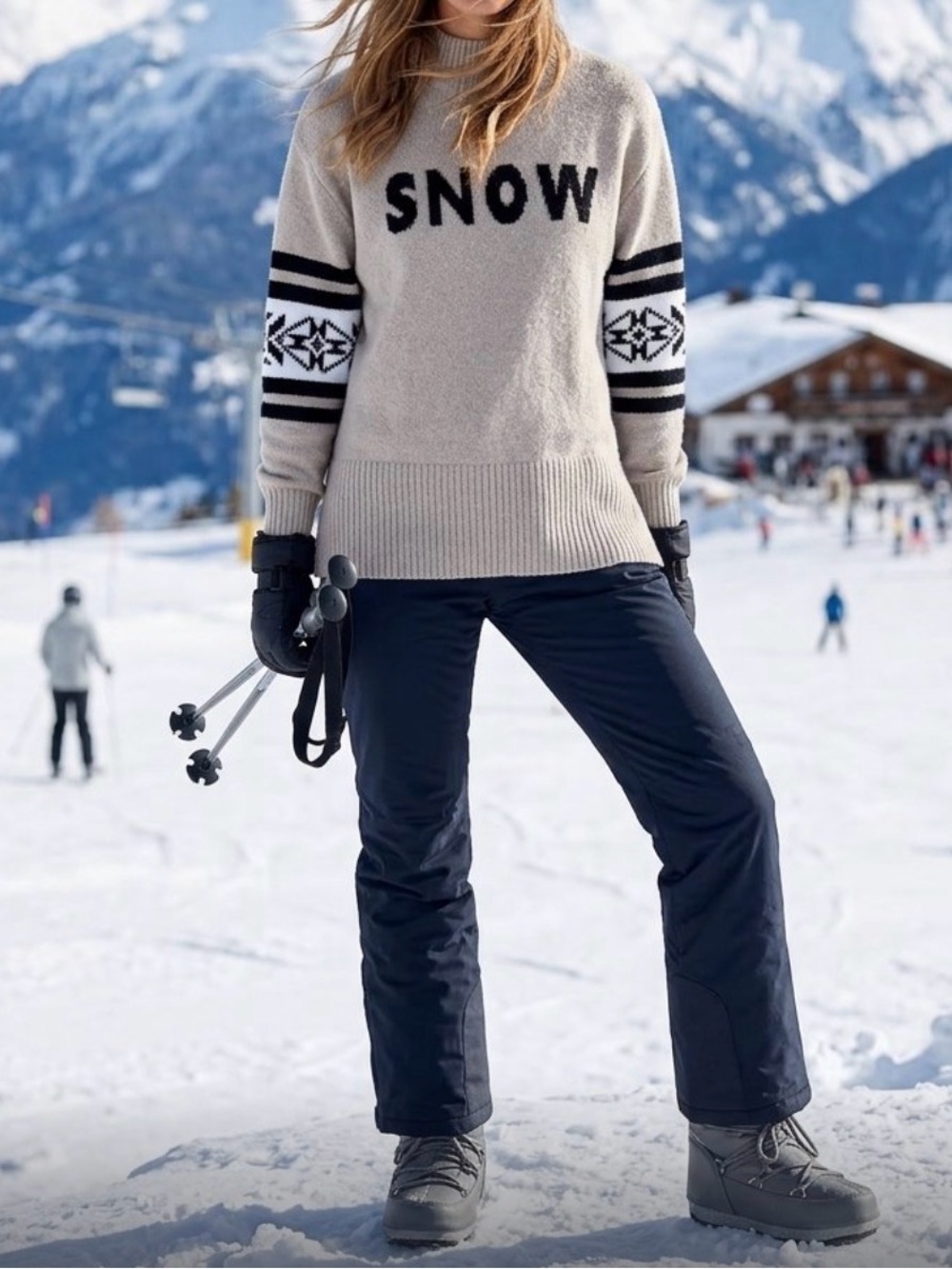 NWT LOFT SNOW Après Ski Mock Neck Sweater Winter Beige Oatmeal Top XS
